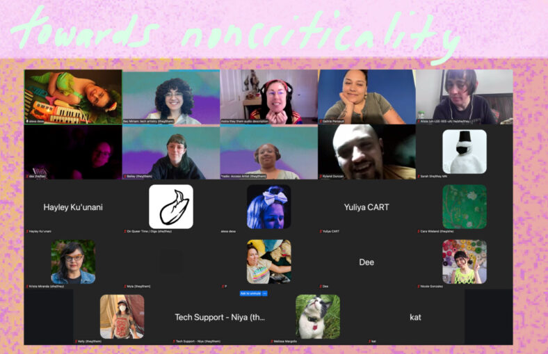 group screenshot of folks joining for dreaming our futures + embodying our dreams. from left to right / top to bottom we have alexa dexa, bec miriam, moira wiliams, gaitrie persaud, alisia, dax, bailey, radio, ryland, sarah, hayley ku'unani, olga, alexa, yuliya, cara, krista, myia, p, dee, nicole, kelly, niya, melissa, kat.